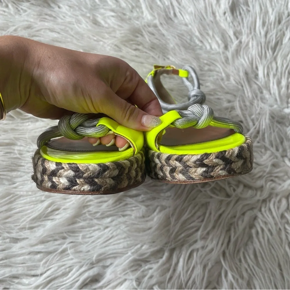 MALONE SOULIERS Simona Rope-Strap Yellow Patent Leather Espadrille Sandals 37.5